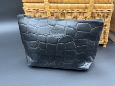 Vintage Estee Lauder faux croc alligator Cosmetic Case Make Up Bag Pouch Black