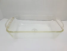 Vintage Anchor Hocking Fire King #409 Ovenware Clear Glass 9x5 Loaf Pan USA 