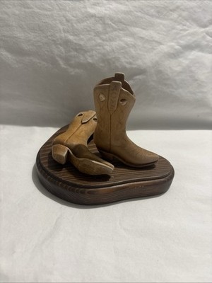 Unique Hand Carved Wooden Cowboy Boots  Kickers  Cypress Basswood LR Holladay