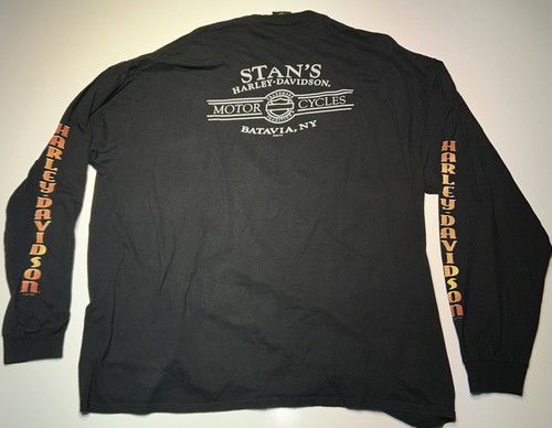 Stan’s Harley Davidson Motorcycle Long Sleeve Shirt Batavia NY Pin Up Girl 2XL - Picture 9 of 14