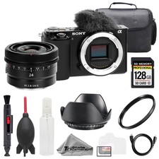 Sony ZV-E10 Black Body Sony FE 24mm f/2.8 G Lens 128GB UV Filter- Basic Kit