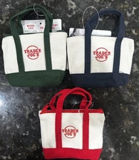Limited TRADER JOE'S Mini Micro Canvas Tote Bag Set Of 3