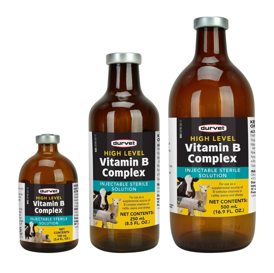 Durvet High-Level Livestock B Complex Vitamin Injectable Solution 100mL ...
