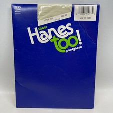 Vtg 80s Hanes Too Sheer Pantyhose Sandalfoot Pearl Plus Size EF