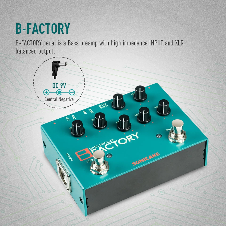 SONICAKE B Factory Analog Bass Preamp Comp Overdrive 3-band EQ PRE/POST Pedals - Image 2 of 4