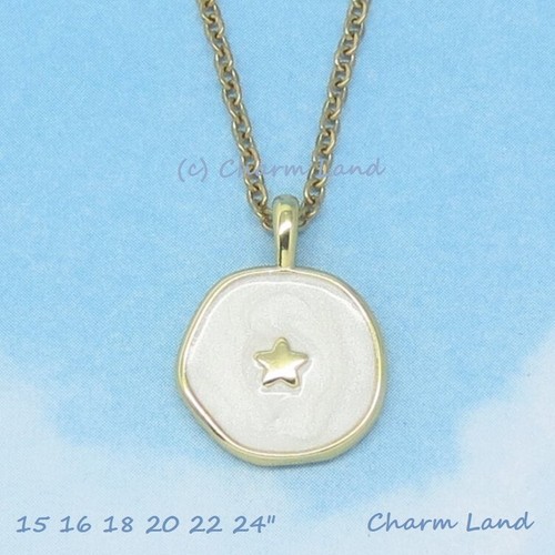 Star Necklace Gold Tone Enamel 10188 Sun Solstice Celestial Charm Land - Picture 8 of 9