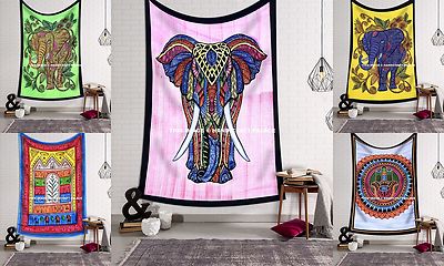 Indian Tapestry Wall Hanging Hippie Elephant Mandala Bedspread Beach ...