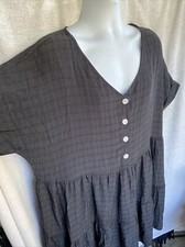 Shein Curve Plus Size Dress Or Long Shirt Above Knee Blue Black Big Buttons