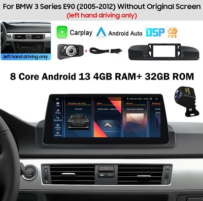 10,25' Wireless CarPlay Android Auto Touchscreen für BMW 3er e90 left hand 05-12