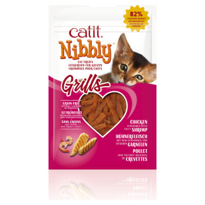 Catit Nibbly Grills mit Hühnchen & Shrimp 30 g, Katzensnack, NEU