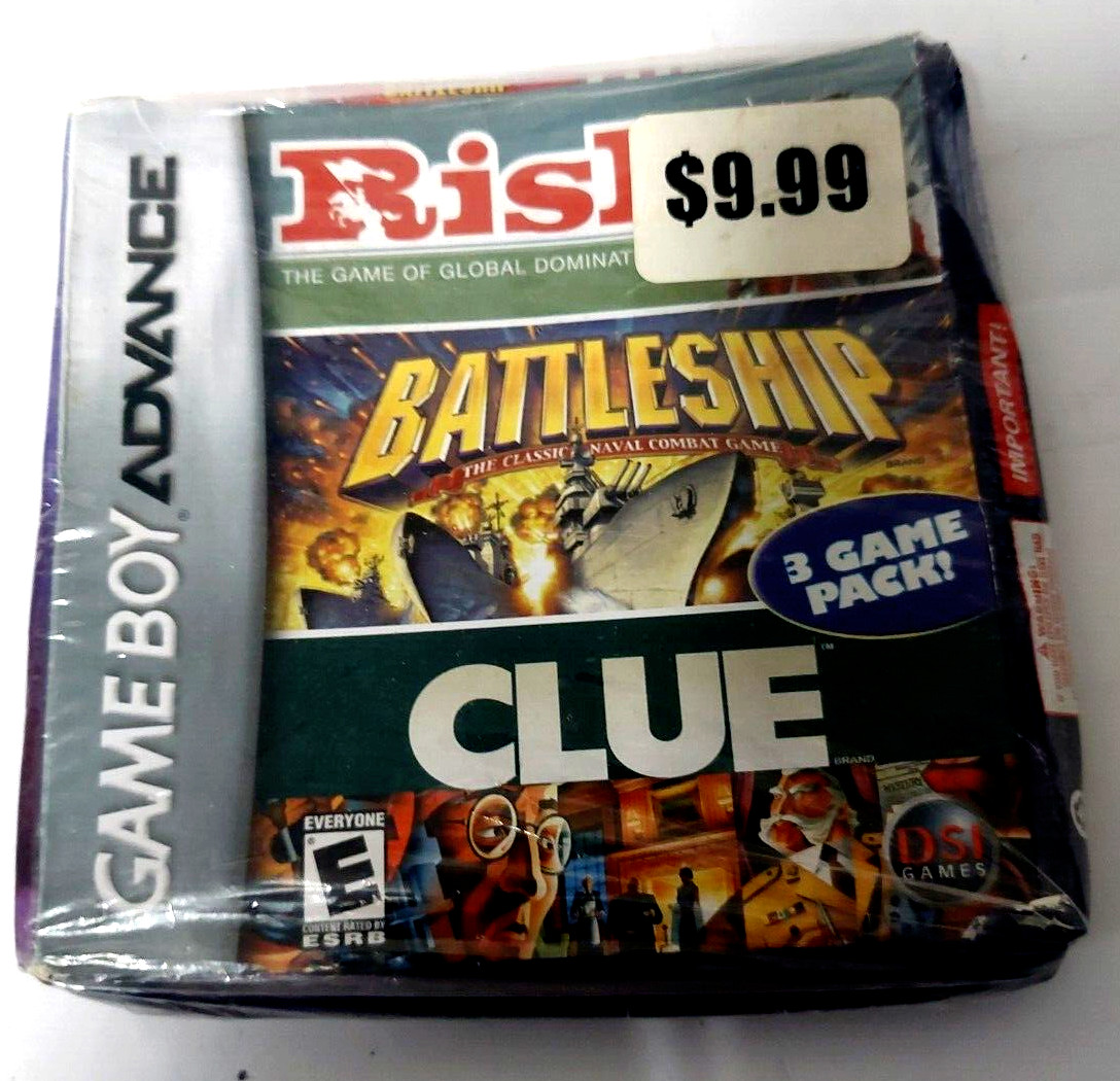 Risk Battleship Clue  Nintendo Game Boy Advance New (box smashed)