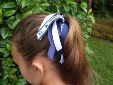 Team Colors Handmade Ribbon "Pom-Pom" Ponytail Holder, Choose Your Favorite Team