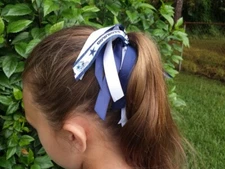 Team Colors Handmade Ribbon "Pom-Pom" Ponytail Holder, Choose Your Favorite Team