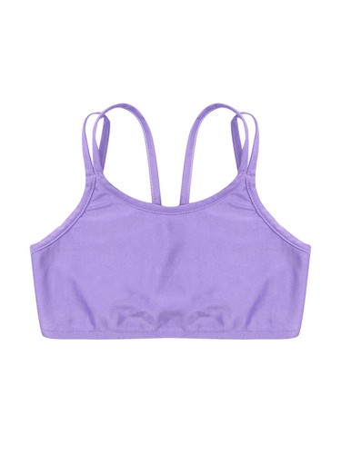 Kids Girls Spaghetti Straps Crop Top Ribbed Camisole Undershirt Dance Swimming - Picture 59 of 65