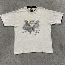 Vintage Wolf Animal T-Shirt Adult XL Gray Short Sleeve Wildlife 90s Nature USA