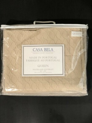Casa Bela Queen Matelassé Coverlet-Beige-European Luxury Collection