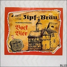 Zipf-Brau Tauberbischofsheim Bock Bier Beer Label (BL10)