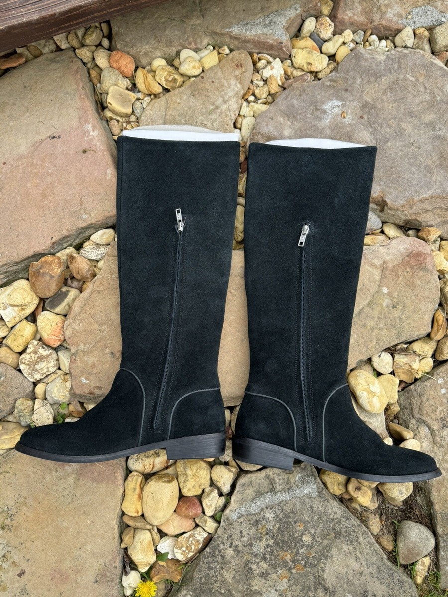 UGG Australia Delay Riding Boots Womens Sz 7.5 Black Suede Side Zip Tall 1020257 View 4
