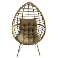 Rattan Egg Chair with Soft Cushion, Teardrop Cuddle Seat, Outdoor/Indoor
