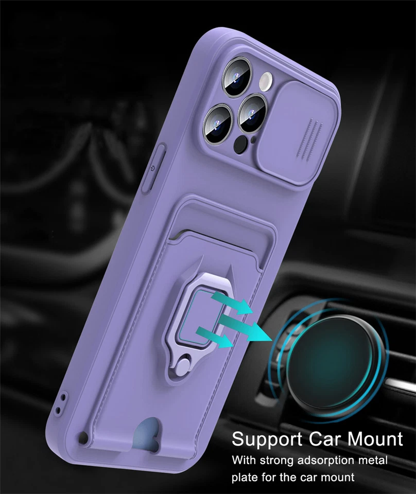 For iPhone 15 14 13 12 Pro Max 11 XS Plus ShockProof Card Ring Holder Case Cover - Image 2 of 4