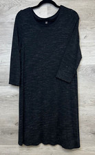 Hilary Radley Dress Womens Large Black Grey Heathered 3/4 Sleeve T-Shirt A-Line