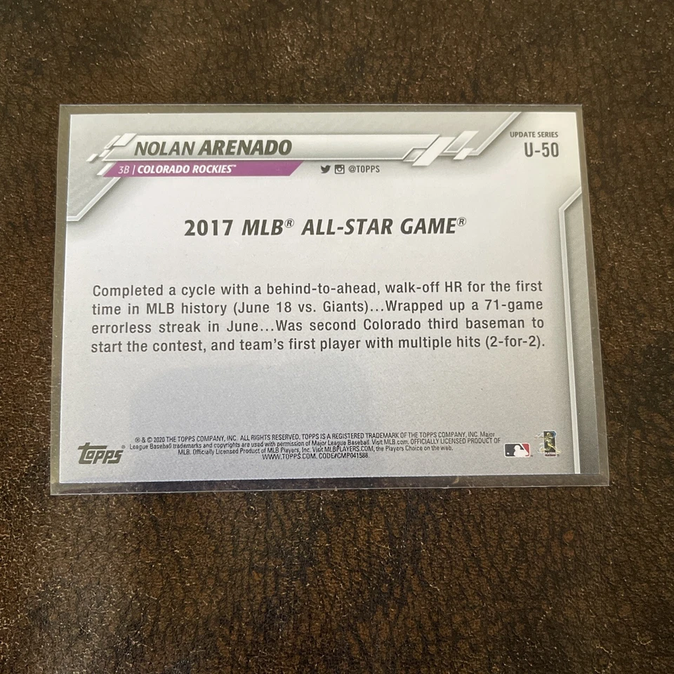 Nolan Arenado 2020 Topps U-50 St. Louis Cardinals - Image 2 of 2