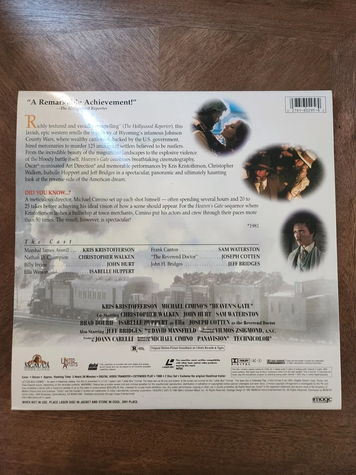"Heaven's Gate" Laserdisc LD Deluxe Letterbox Edition Extended Play 2 Discs - Image 3 of 4