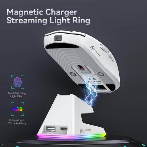 ATTACK SHARK X6 49g SUPERLIGHT Mouse with Magnetic Charging Dock, PixArt PAW3395 - Picture 23 of 50