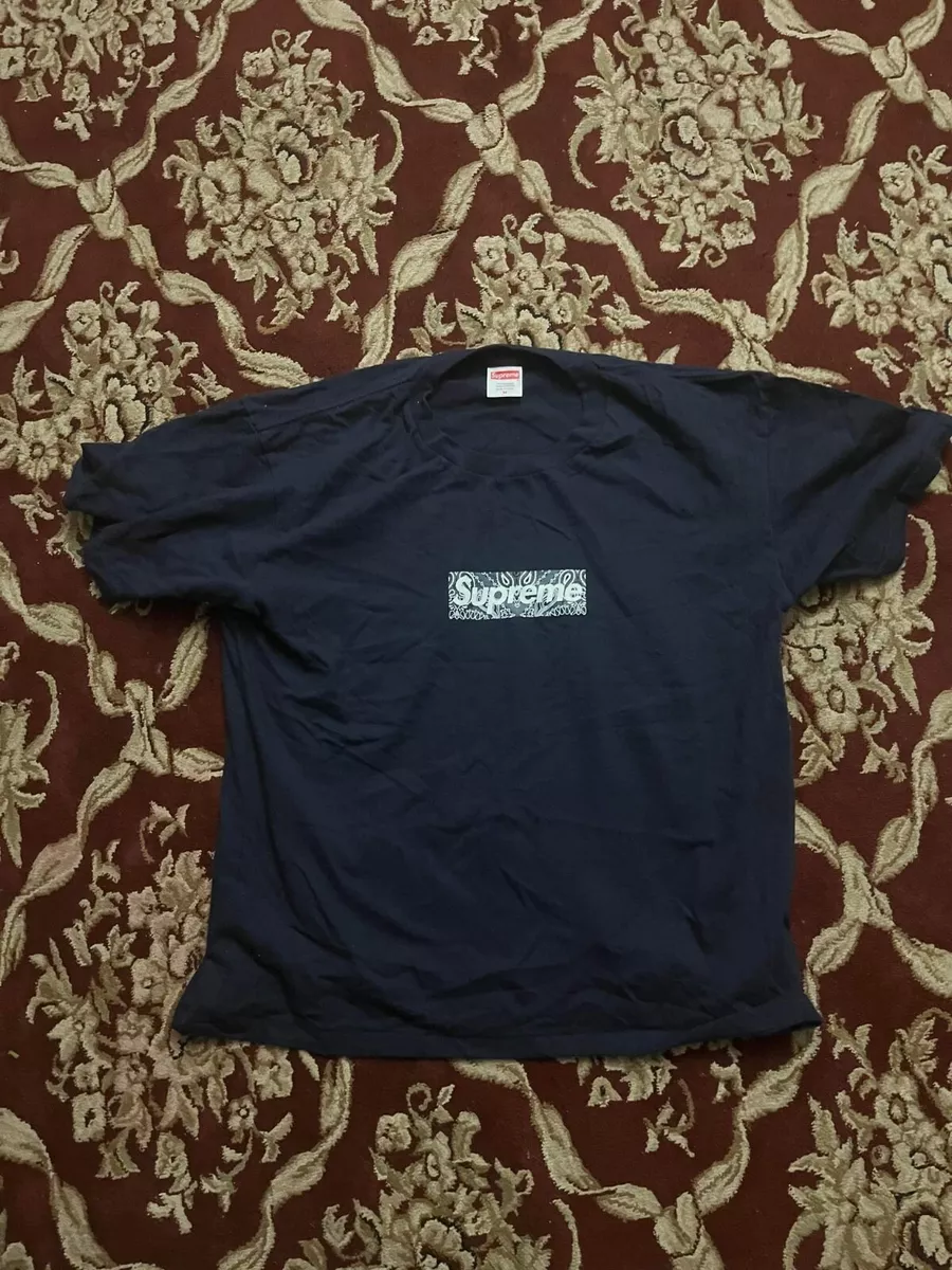 Rare 2001 Supreme Red Paisley Bandana Box Logo Tee Shirt SIZE XL