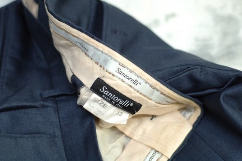 Santorelli Men's Navy Blue Serge Wool Pleated Dress Pants 33 x 28 - Picture 3 of 4