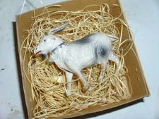New 3D Dresden Paper Christmas Ornament Goat w Collar & Bell Tree Decoration 