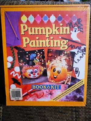 Pumpkin Painting Book Kit 6 Patterns W/ Glow In The Dark Paints Halloween Decor