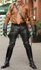 Men's Real Leather Police Uniform Breeches Black Leather Breeches / Jodhpurs