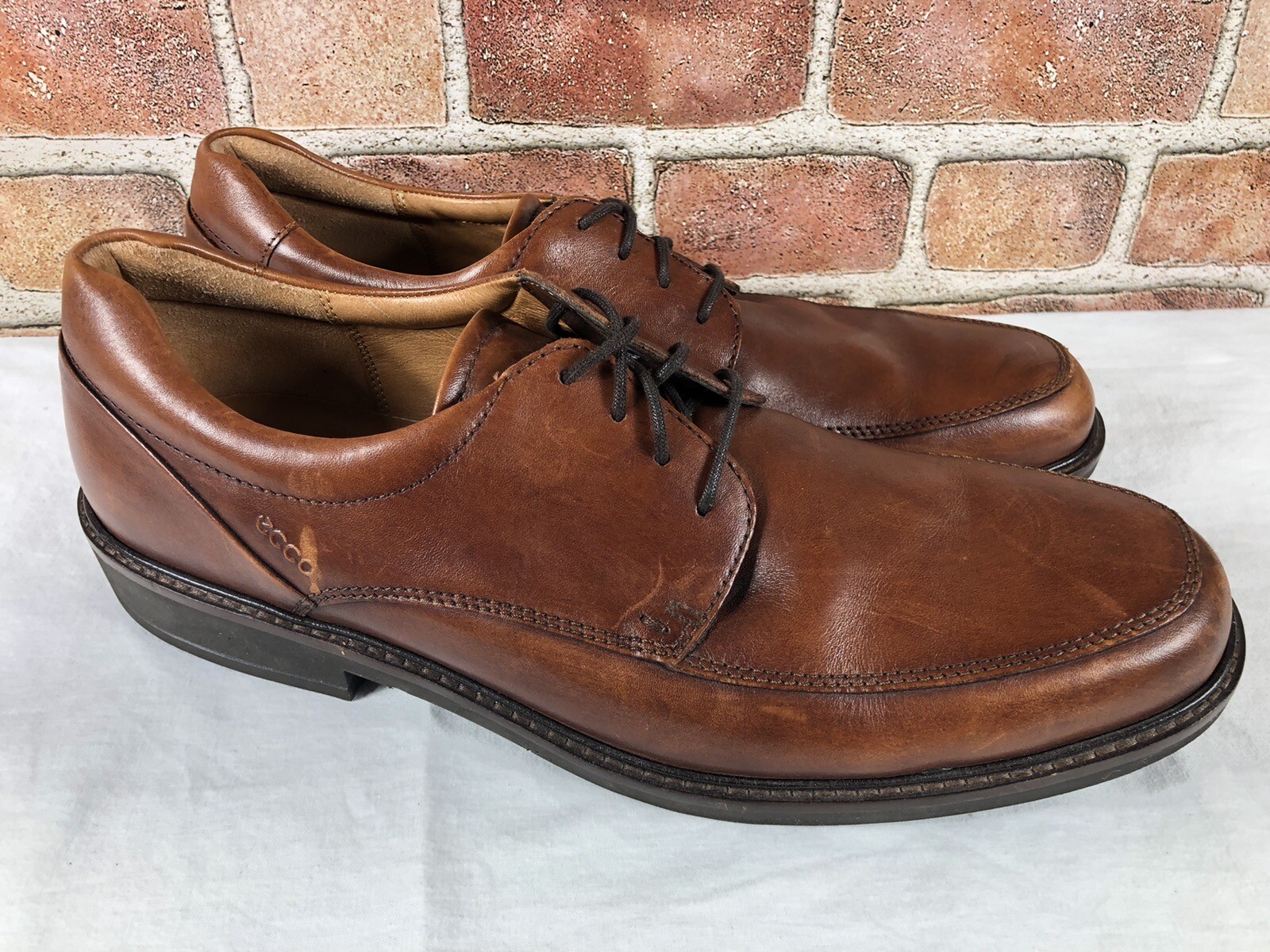 SAOLA Scarpe Ecco uomo 13 marroni Oxford Eur 47 in pelle di noce punta quadrata punta quadrata
