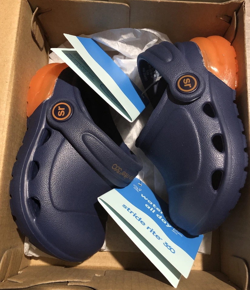 Tamancos Stride Rite 360 Bray criança meninos iluminados laranja marinho tamanho 3M - Imagem 2 de 4
