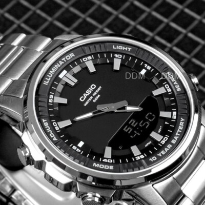 Casio AMW-880D-1A Stainless Steel Analog Digital Mens Watch
