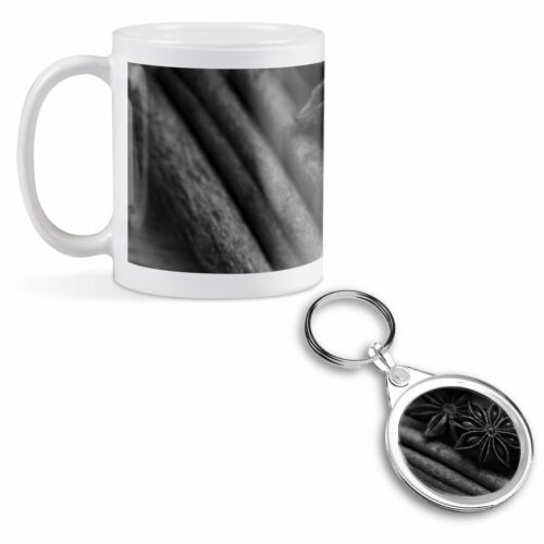 Mug & Round Keyring Set - BW - Star Anise Cinnamon Sticks Spices Chef  #43586 - Picture 1 of 8