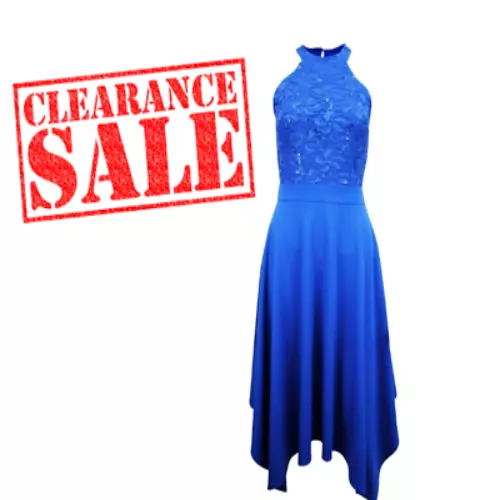 CLEARANCE Women s Quiz Halter Neck Lace Sequin Midi Dress Royal