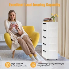 5 Drawer Lingerie Storage Dresser Chest Tall Space Saver Cart Wardrobe Furniture