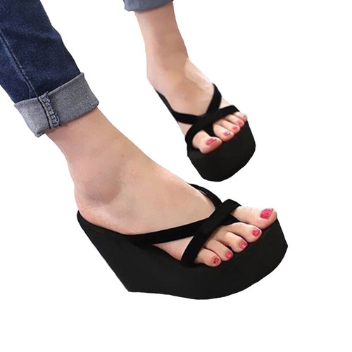 Women's Beach Thongs Flip Flops High Heel Slippers Platform Summer Wedge Sandals