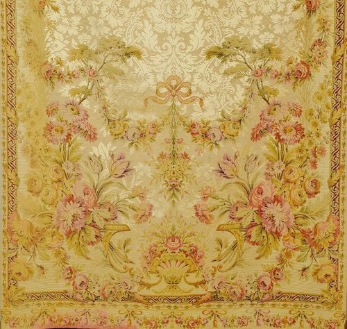 Exquisite Long Antique French Silk Aubusson Tapestry Chateau Portiere / Curtain - Picture 4 of 24