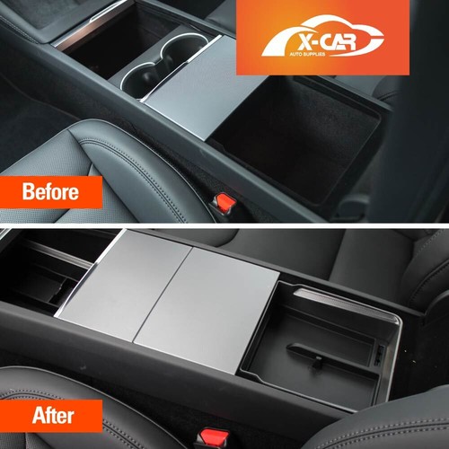 Centre Console Mid Organizer Tray for Tesla Model Y Juniper Grey Silicone Mat - Picture 2 of 8