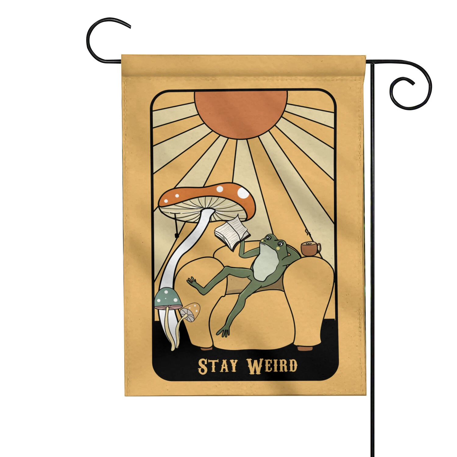 Retro Frog Stay Weird Flag, Funny Frog Spring Flag, Groovy Frog Summer Flag