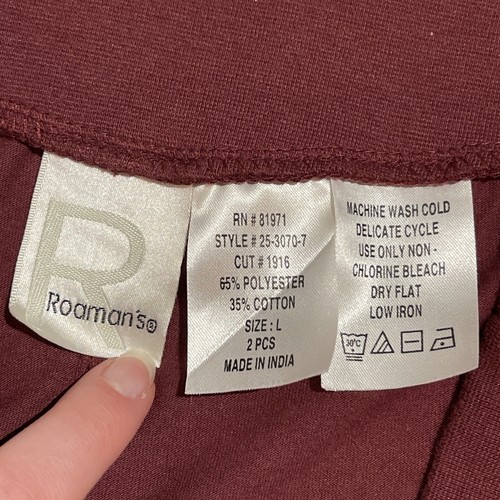 Roaman’s EUC Women’s Maroon Wide Leg Capri Pants Size L 36x20” Stretchy Bin C5/6 - Picture 7 of 7