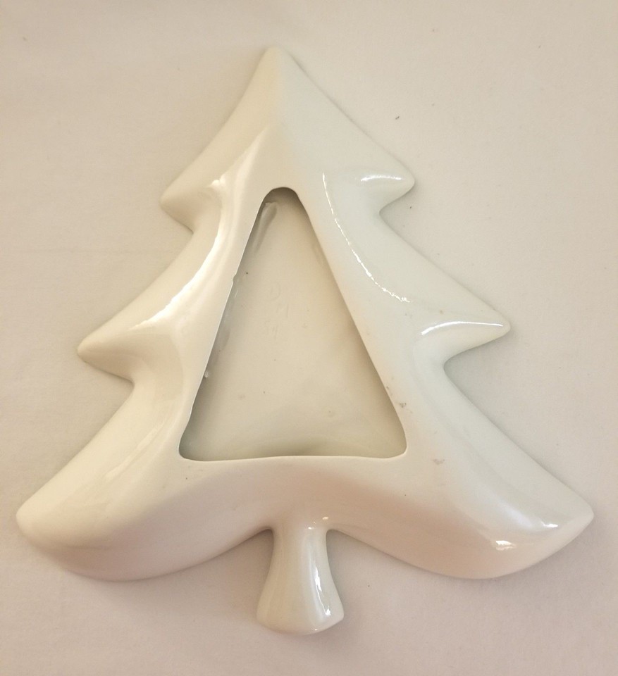 Christmas Tree Plate Candy Dish Serving Ceramic Handmade Santa Vintage