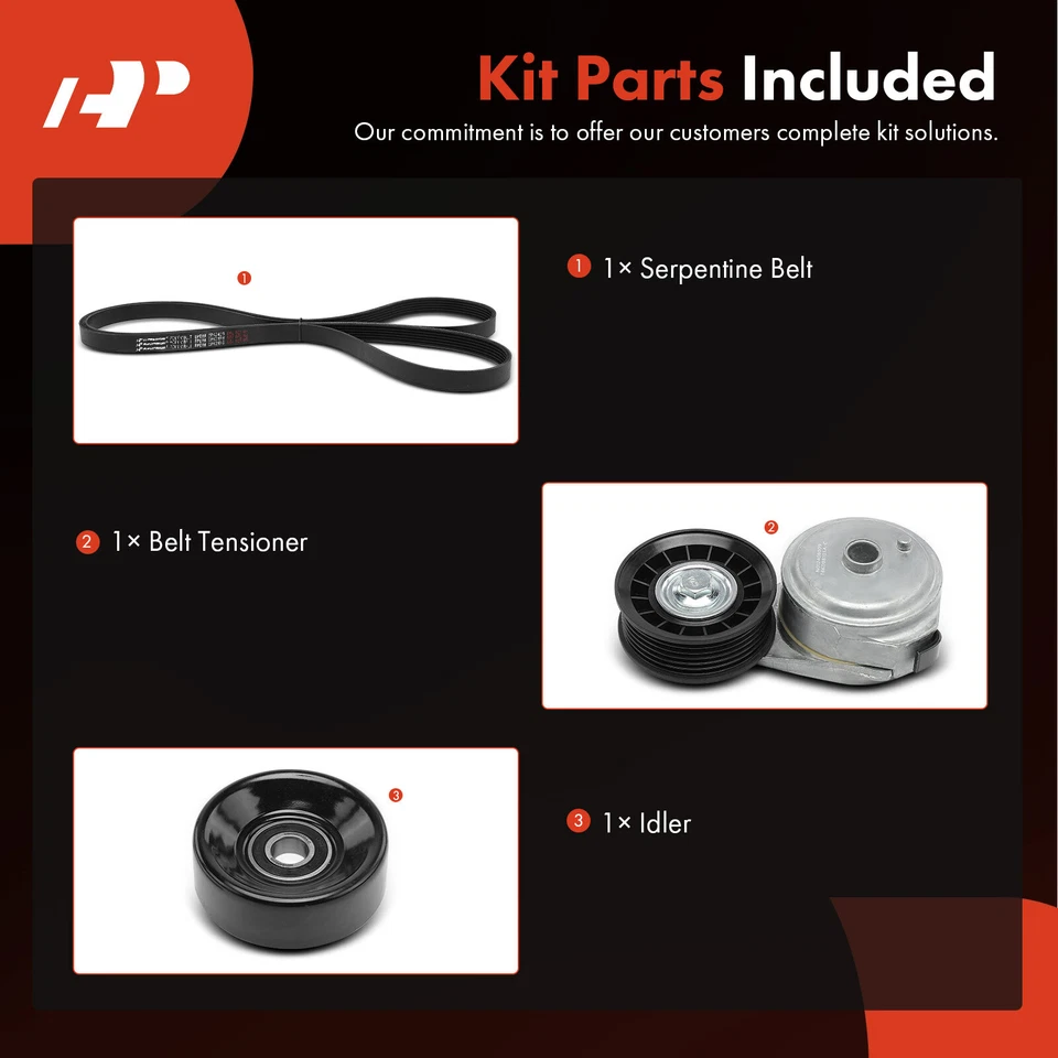 3x Serpentine Belt Drive Component Kit for Chevrolet Blazer Express 1500 Tahoe - Image 3 of 4