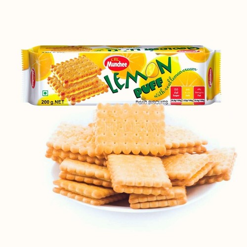 Munchee Lemon Puff Tea Biscuits 200g - 4 Packs - Genuine with Real Lemon Cream - Picture 3 of 3