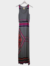 Maeve Anthropologie Overlay Maxi Dress Small Multicolor Ikat Geometric Art Print