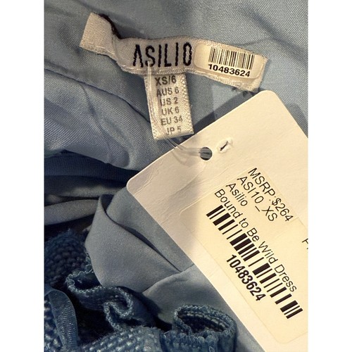 Asilio Bound To Be Wild Sleeveless Halter Mini Dress XS Ruffled Back Ice Blue - Picture 9 of 16