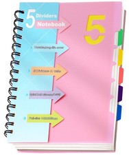 CAGIE 5 Subject Notebook, Small Spiral Notebook with Tabs, 6'' x 8''